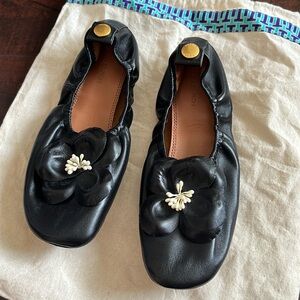 Tory Burch Flower Nappa Leather Ballet Flats